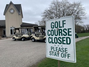 Due to the shutdown order by the provincial government, the Mitchell Golf & Country Club, west of Kitchener, Ont., has been closed.