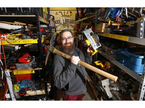 Nathan Gignac, executive director, in the Calgary Tool Library at the Bridgeland Riverside Community Association.
