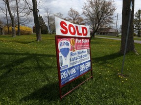 sold sign is seen in the tourist destination of Prince Edward County, Ont., May 8, 2021.