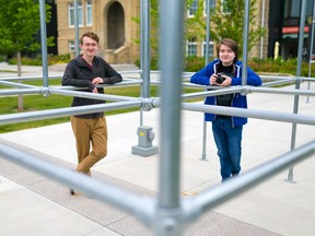 Eli Smart, left and Caelan Bell are teens making a documentary about people coping with COVID-19, which is being funded by Telus Storyhive. The pair were photographed at cSpace in southwest Calgary on Wednesday, June 9, 2021. 

Gavin Young/Postmedia