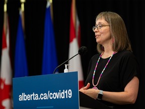 Dr. Deena Hinshaw, Alberta chief medical officer of health, gives her final regularly scheduled COVID-19 update during a press conference at the Federal Building in Edmonton, on Tuesday, June 29, 2021.