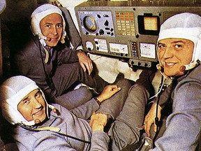 After successfully boarding the Salyut 1 — the first space station — a three-man crew of Soviet cosmonauts headed back to Earth on June 29, 1971. But upon re-entry, the cabin of the Soyuz 11 depressurized and all three crew members — Viktor Patsayev, Georgi Dobrovolsky, and Vladislav Volkov — died. Postmedia archives