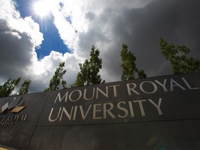 An entrance sign at Mount Royal University in Calgary was photographed on Thursday, June 24, 2021.