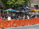 Patios along 17 Ave.  in Calgary was busy when businesses reopened on Tuesday, June 1, 2021.