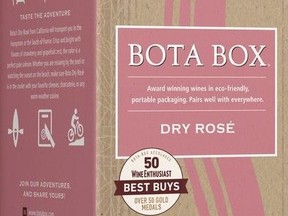 June 23, 2021 Calgary Herald. Bota Box Dry Rosé from California. For Darren Oleksyn wine column publishing in the Calgary Herald on July 3, 2021.