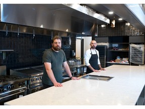 Cody Willis, left, and chef Rafael Castillo were photographed in their new restaurant Fonda Fora on Thursday, June 10, 2021. The establishment is set to open on June 29.
