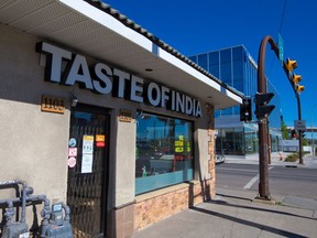 The Taste of India restaurant on the corner of 11th Avenue and 14th Street S.W. was ordered closed by Alberta Health Services on June 14.