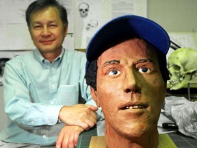 Cyril Chan with his clay reconstruction of "Septic Tank Sam" an unidentified man who was slain near Tofield in 1977/ 000912.SOU investigators are taking a last crack at an old case. A man killed and found in a slough outside Edmonton in 1977 -- he still hasn't been identified. Cyril Chan with the ME's office has made a three-dimensional reconstruction of the man's face out of clay. ORG XMIT: POS2017092821424375