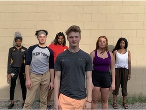 The BrownCow Collective is producing a version of the musical Hair in Olds this summer, with, from left, Latisha Chiwele, Ryan Maschke, Rondell Roberts, Fionn Laird, Zoe Montgomery, and Jehnene Morgan.