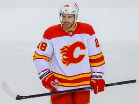 Calgary Flames Elias Lindholm during NHL hockey training camp intrasquad game at the Saddledome in Calgary on Monday January 11, 2021. Al Charest / Postmedia