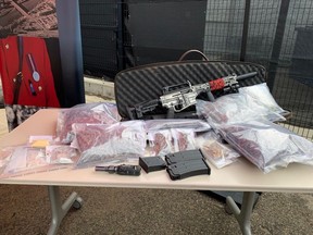 Red Deer RCMP seized a large amount of illicit drugs, weapons and stolen property after executing a search warrant in the community of Riverside Meadows.
