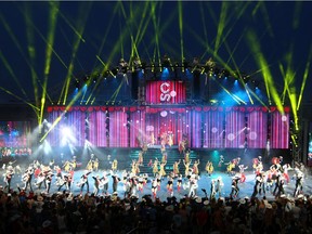 Performers are seen on stage during the Bell Grandstand Show at the Calgary Stampede. Friday, July 9, 2021. Brendan Miller/Postmedia