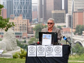 Councillor Shane Keating speaks at a media event in Rotary Park in Calgary on Wednesday, July 21, 2021.