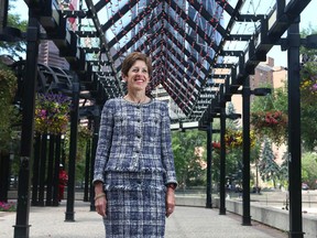 Deborah Yedlin poses near Olympic Plaza Stephen Ave Mall in Calgary on Tuesday, July 6, 2021. The Calgary Chamber of Commerce has appointed Deborah Yedlin as its new president and CEO, effective July 5. Jim Wells/Postmedia