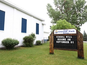 Chinook Park Elementary School in Calgary is shown on Sunday, July 11, 2021. An updated plan warns of potential closure to 16 public schools over eight years, one of which is Chinook Park Elementary.