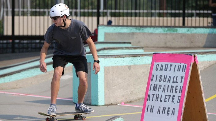 Blind and visually impaired skateboarders show off skills in Calgary