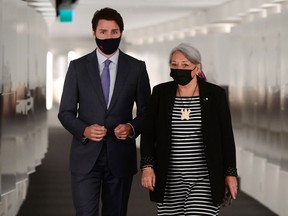 Prime Minister Justin Trudeau and Mary Simon arrive for an announcement at the Canadian Museum of History in Gatineau, Que., on Tuesday, July 6, 2021. Simon, an Inuk leader, has ignored Alberta's picks for Senate and accepted the prime minister's, a sure sign of colonialism,  says columnist Chris Nelson.