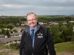 Okotoks Mayor Bill Robertson on Crescent Avenue, Okotoks in 2016.