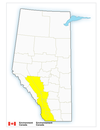 The yellow areas of the map are under a severe thunderstorm watch from Environment Canada.