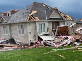 The aftermath of a tornado in Barrie, Ontario, on July 15, 2021.