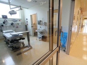 An emergency ward bed inside Rockyview Hospital in Calgary.
