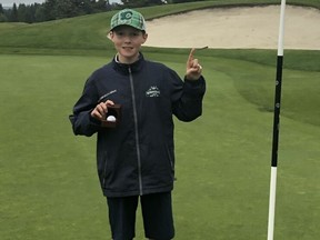 Joshua Saunders, 12, already has an ace to his credit after a sweet shot on No. 3 on the Slopes Nine at Glencoe Golf & Country Club.