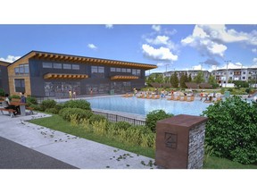 An artist's rendering of the outdoor pool planned for Rockland Park, by Brookfield Residential.