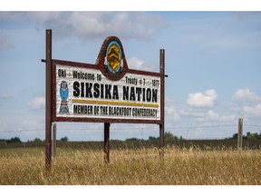 Siksika Nation's welcome sign was photographed on Saturday, August 21, 2021. Azin Ghaffari/Postmedia