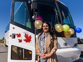 Rajan Sawhney, Minister of Transportation, poses for a photo at The Canada Bus's opening of a new bus line on Wednesday, August 25, 2021. Azin Ghaffari/Postmedia