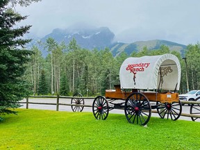 An image of a wagon at Boundary Ranch in Kananaskis, Alberta