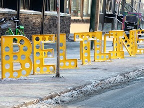 One of Project Bike Racks' new bike racks spelling the word beltline in the 600 block of 11th avenue S.W. was photographed on Wednesday February 6, 2019.  Gavin Young/Postmedia