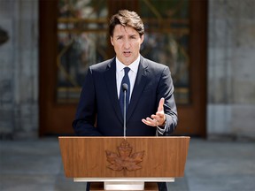 Canada's Prime Minister Justin Trudeau announces the federal election, outside Rideau Hall in Ottawa, Ontario, Canada, Aug. 15, 2021.