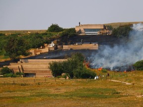Photos of the fire burning at the Head-Smashed-In Buffalo Jump world heritage site west of Fort Macleod before 12 p.m. Thursday.