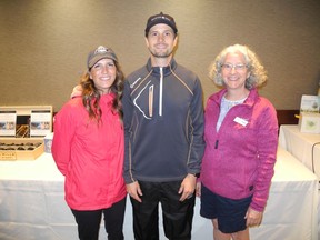 Pictured, from left, at the 39th Annual CHAS Charity Golf Classic held Aug. 19 at Silver Springs Golf & Country Club are Karly and Kurt Soparlo with Alberta Children's Hospital Foundation's Sheelagh Mercier. The Soparlo's eight-year-old son John is the youngest person ever to be using a specific brain computer technology at the Alberta Children's Hospital. Funds raised at the tournament will help fund further BCI research. Photo Bill Brooks