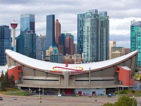 The Scotiabank Saddledome, home of the Calgary Flames, was photographed on Monday, August 23, 2021. The Flames have announced that fans will need to be fully vaccinated against COVID-19 to attend games.
Gavin Young/Postmedia