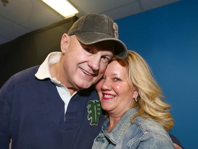 CJAY 92 radio morning show personality Gerry Forbes, shown here with his wife Shelley Bo Belli, is $171,200 richer after winning the Women's Worlds Hockey 50/50 raffle.