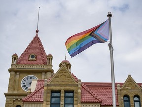 The Pride flag raised at City Hall was photographed on Friday, August 27, 2021.