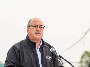 Richard Gotfried, MLA for Calgary-Fish Creek, speaks at a press conference on Friday, September 18, 2020.