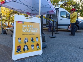 A mobile vaccine clinic at Olympic Plaza offered the COVID-19 vaccine to the unvaccinated on Tuesday, September 21, 2021.