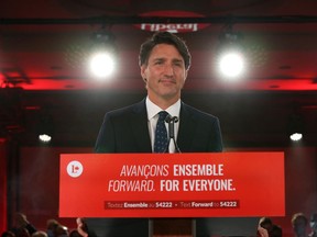MONTREAL, QC - September 21: Canada's Prime Minister and Liberal Party Leader Justin Trudeau delivers his victory speech at election headquarters on September 20, 2021 in Montreal, Canada. Prime Minister Trudeau won a third term in Monday's federal election.