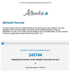 A sreenshot shows the long wait for Albertans to access their online health records this morning.