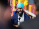 NDP Leader Jagmeet Singh speaks at a campaign stop at Winnipeg's Sinclair Park on August 26, 2021.