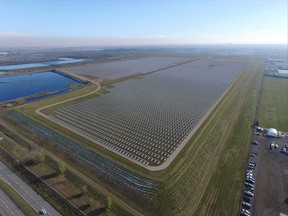 An artist's rendition of the ATCO Group's Deerfoot solar project to be built at the corner of 114 Avenue and 52 Street SE in Calgary.