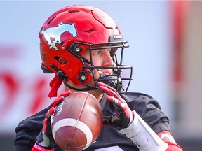 Calgary Stampeders quarterback Bo Levi Mitchell practises with the team in this photo from Saturday, Sept. 4.