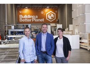 The co-founders of ZS2 Technologies, CTO Doug Brown, CEO Scott Jenkins, and strategic accounts executive Kristin Davis. The company has formed a partnership with fellow Calgary-based firm Baymag to promote improved construction technologies.