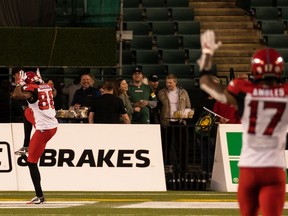 Calgary Stampeders receiver Kamar Jorden ruffled some feathers in Edmonton with his antler touchdown celebration during 
 Saturday's win over the Elks at Commonwealth Stadium.