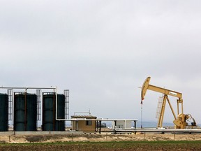 A pump jack near Granum, Alberta, May 6, 2020.