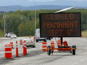 Access at Highway 8 and 101 Street has closed permanently due to ongoing concerns about unsafe U-turns on Highway 8. The intersection was scheduled to be closed this fall to allow for construction of an interchange in the Highway 8 and Stoney Trail area in Calgary on Wednesday, September 1, 2021. Darren Makowichuk/Postmedia