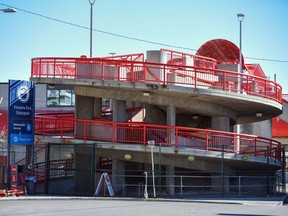 The spiral staircase at Victoria Park/Stampede station was photographed on Tuesday, October 12, 2021. The staircase will be demolished later this week as part of the 17th Avenue extension & Victoria Park/Stampede Station rebuild project.