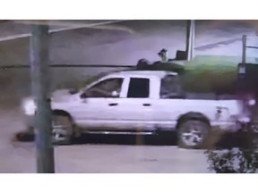 Calgary police are trying to locate this early 2000s pickup truck which was involved in a fatal collision with a pedestrian on 50th Ave. SW near Macleod Trail.